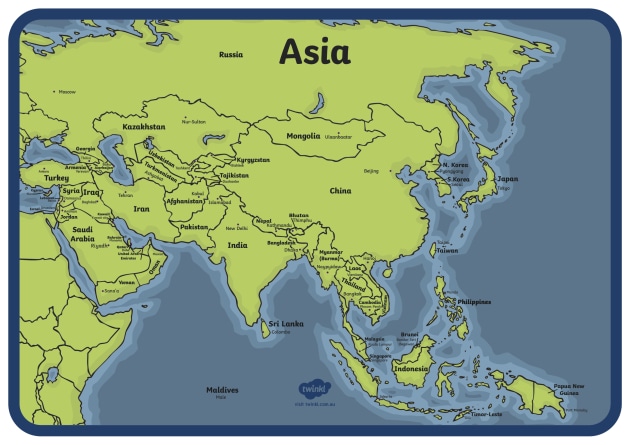 Asia map green